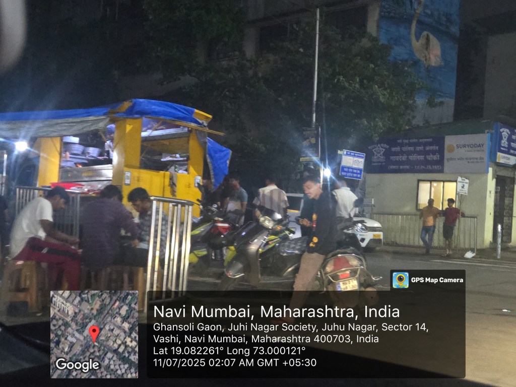वाशी पोलीस स्टेशनच्या हद्दीत ‘रात्रभर’ बेकायदेशीर खाद्यपदार्थ विक्रीचा धंदा; हप्त्याच्या बदल्यात ‘नो&nbsp;कारवाई'(?)