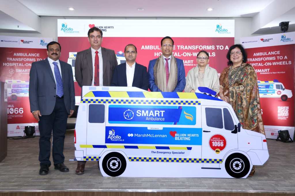 अपोलो हॉस्पिटल्सला बिलियन हार्ट्स बीटिंग फाउंडेशनकडून तीन प्रगत&nbsp;रुग्णवाहिका